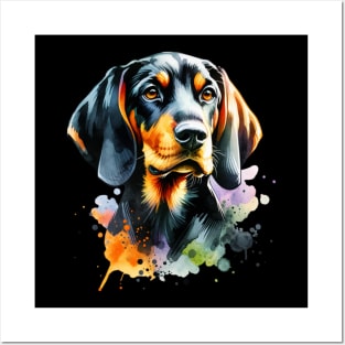 Watercolor Black And Tan Coonhound Posters and Art